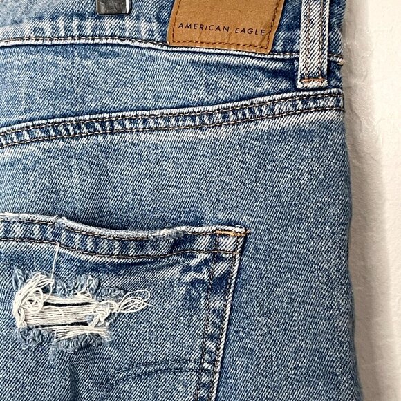 American Eagle Strigid Highest Rise Baggy Distressed Straight Jean 20 Reg #22 - Picture 6 of 8